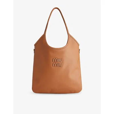 Miu Miu Womens Cognac Ivy Leather Shoulder Bag In Brown