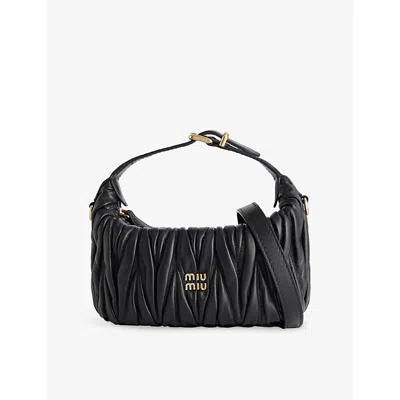 Miu Miu Womens Nero Matelassé Leather Top Handle Bag In Black