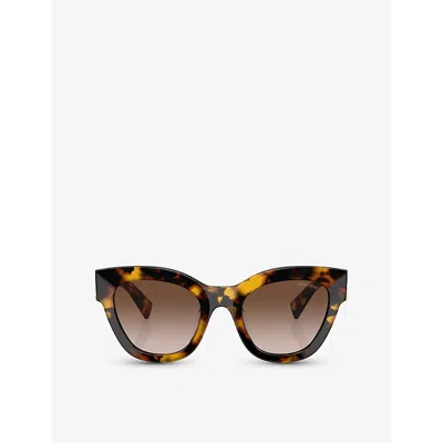Miu Miu Womens Mu 01ys Square-frame Acetate Sunglasses Brown