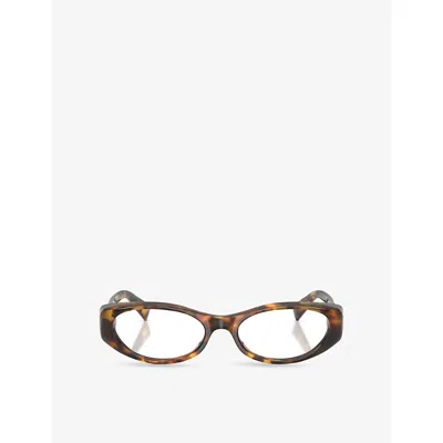 Miu Miu Womens Brown Mu 03zv Oval-frame Acetate Eyeglasses