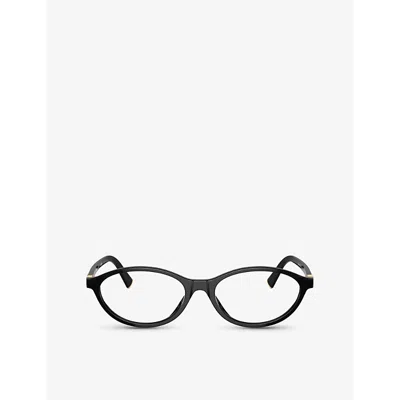 Miu Miu Womens Black Mu 09xv Oval-frame Acetate Optical Glasses