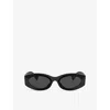 Miu Miu Womens Mu 11ws Oval-frame Acetate Sunglasses Black In Black