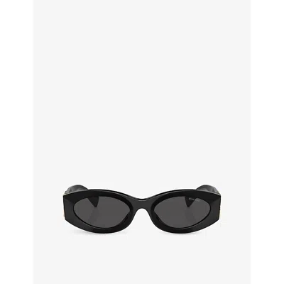 Miu Miu Womens Mu 11ws Oval-frame Acetate Sunglasses Black