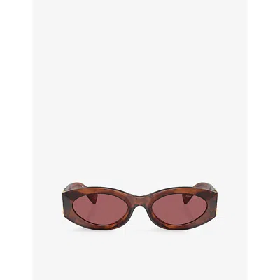 MIU MIU WOMENS BROWN MU 11WS OVAL-SHAPE ACETATE SUNGLASSES