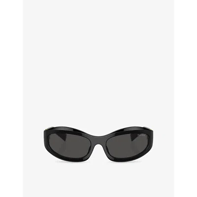 Miu Miu Womens Mu 14zs Irregular-frame Acetate Sunglasses Black