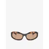 Miu Miu Womens Mu 14zs Irregular-frame Acetate Sunglasses Brown In Brown