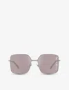 Miu Miu Womens Silver Mu 51ys Square-frame Metal Sunglasses