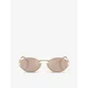 Miu Miu Womens Mu 52ys Oval-frame Metal Sunglasses Gold In Gold