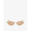 Miu Miu Womens Gold Mu 56zs Irregular-shape Metal Sunglasses In Gold