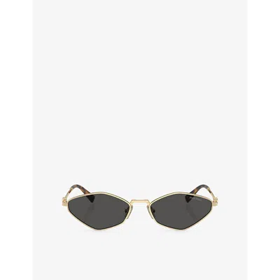 Miu Miu Womens  Mu 56zs Irregular-shape Metal Sunglasses In Gold