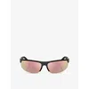 Miu Miu Womens Mu A02s Oval-frame Injected Sunglasses Black In Black