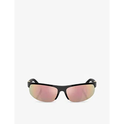 Miu Miu Womens Mu A02s Oval-frame Injected Sunglasses Black
