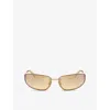 Miu Miu Womens Gold Mu A50s Oval-frame Metal Sunglasses In Gold