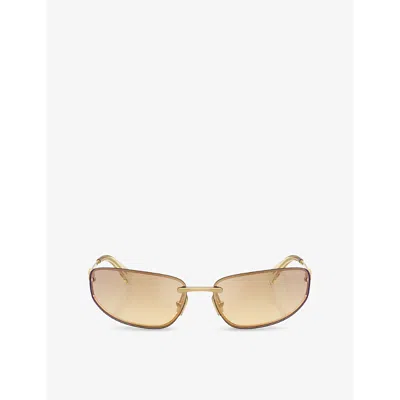 MIU MIU WOMENS GOLD MU A50S OVAL-FRAME METAL SUNGLASSES