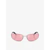 Miu Miu A50s Rimless Oval Metal Sunglasses In Silver