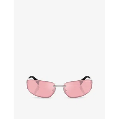 MIU MIU WOMENS SILVER MU A50S OVAL-FRAME METAL SUNGLASSES