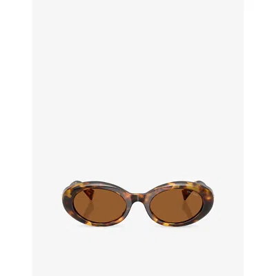 Miu Miu Womens Brown Mu B09s Oval-frame Acetate Sunglasses