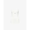 Miu Miu Womens Bianco Ribbed Shoulder-straps Cotton Top In White