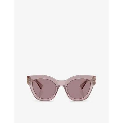 MIU MIU WOMENS PURPLE MU 01YS TRANSPARENT SQUARE-FRAME ACETATE SUNGLASSES