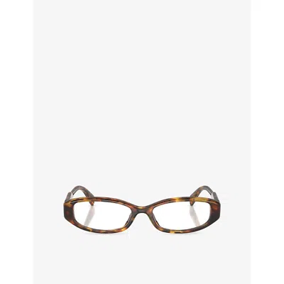 Miu Miu Womens Mu 06zv Rectangle-frame Acetate Optical Glasses Brown In Multi