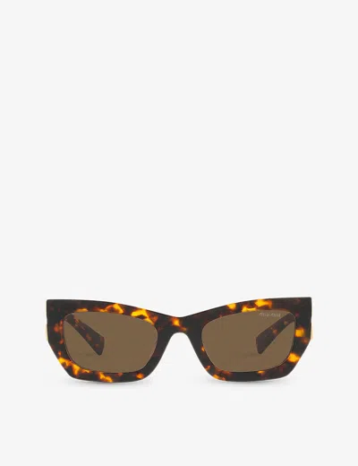 MIU MIU WOMENS YELLOW MU 09WS RECTANGULAR-FRAME ACETATE SUNGLASSES,61183354