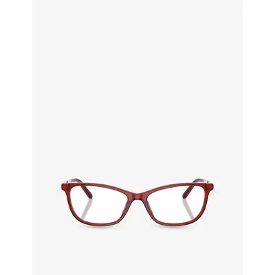 Miu Miu Womens Mu 09zv Cat-eye-frame Acetate Optical Glasses Red