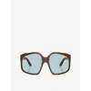 Miu Miu Womens Brown Mu A07s Irregular-frame Acetate Sunglasses In Brown