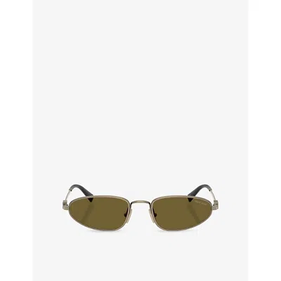 Miu Miu Womens Gold Mu A52s Irregular-frame Metal Sunglasses
