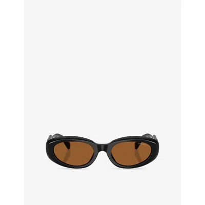 Miu Miu Womens Mu C01s Oval-frame Acetate Sunglasses Black In Brown