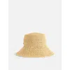 Miu Miu Womens Branded Crotchet Cotton Bucket Hat Naturale+cognac