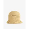 Miu Miu Womens Naturale Tundra Branded Crotchet Woven Bucket Hat