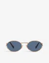 Miu Miu Womens Pink Mu 52ys Round-frame Branded-arm Metal Sunglasses In Pink