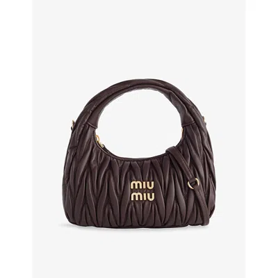Miu Miu Womens Radica Wander Leather Small Hobo Cross-body Bag