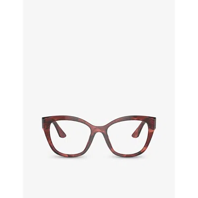 Miu Miu Womens Red Mu 05xv Square-frame Acetate Eyeglasses