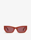 Miu Miu Womens Red Mu 09ws Brand-embellished Rectangular-frame Acetate Sunglasses In Red