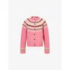 Miu Miu Womens Rosa Fair-isle Knit Wool Cardigan In Pink