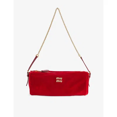 Miu Miu Womens Rosso Velvet Pouch In Red