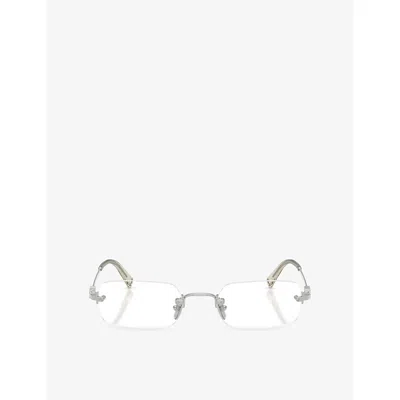 Miu Miu Womens Silver Mu 50yv Rectangle-frame Metal Eyeglasses
