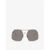 Miu Miu Womens Silver Mu A55s Square-frame Metal Sunglasses