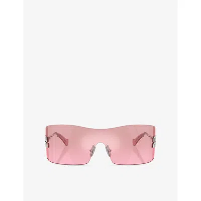 Miu Miu Womens Silver Mu B53s Rectangular-frame Metal Sunglasses In Pink