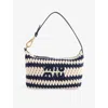 Miu Miu Womens Blu+bianco Stripe Crochet Cotton Pouch