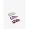 Miu Miu Womens  Enamelled Pack Of Three Metal Hair Clips In Tabacco+petunia+gess