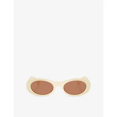 Miu Miu Womens White Mu 06zs Oval-frame Acetate Sunglasses In Purple