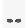 Miu Miu Womens  Mu 08zs Rectangle-frame Acetate Sunglasses In White