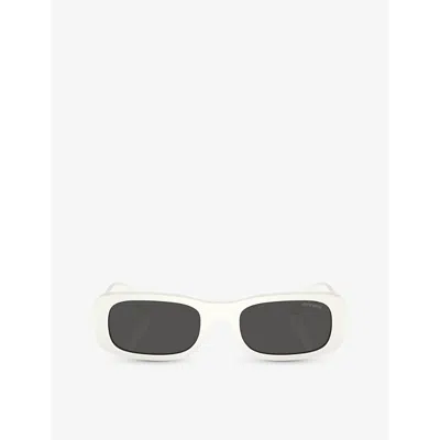 Miu Miu Womens  Mu 08zs Rectangle-frame Acetate Sunglasses In White