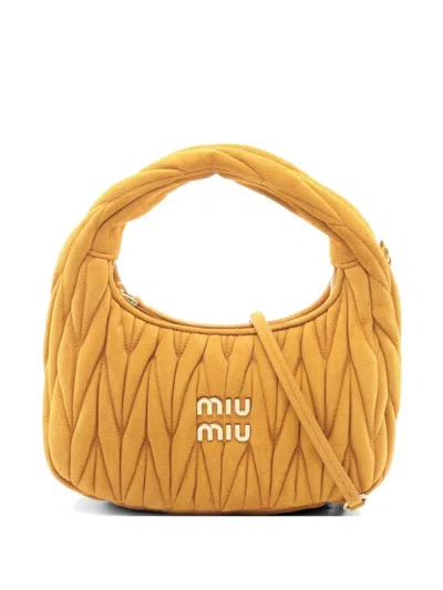 Pre-owned Miu Miu Wonder Tote Bag In Yellow