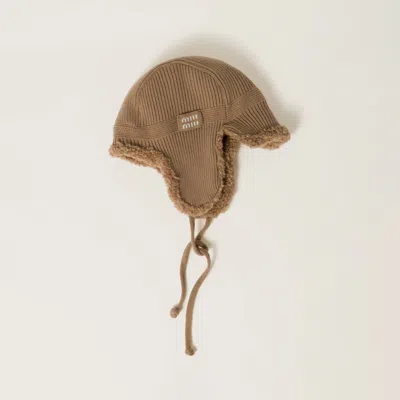 Miu Miu Wool And Cashmere Beanie In Brown