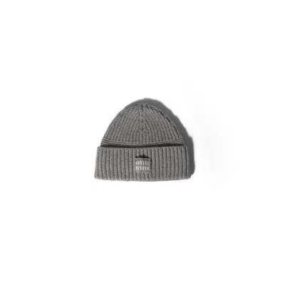 Miu Miu Wool And Cashmere Beanie In Grey