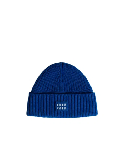 Miu Miu Wool And Cashmere Beanie In Royal Blue