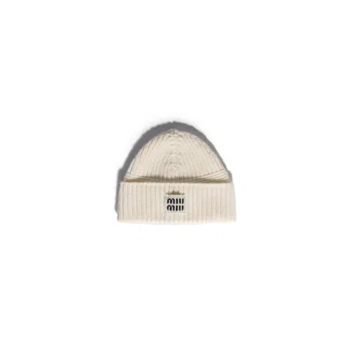 Miu Miu Wool And Cashmere Beanie In White